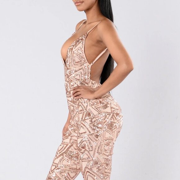 GLAMOUR GIRL BLACK NUDE SEQUIN JUMPSUIT - Picture 11 of 11
